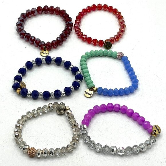Erimish Beaded Stretch Bracelets Set of Six Multicolor OS One Size - Picture 1 of 7